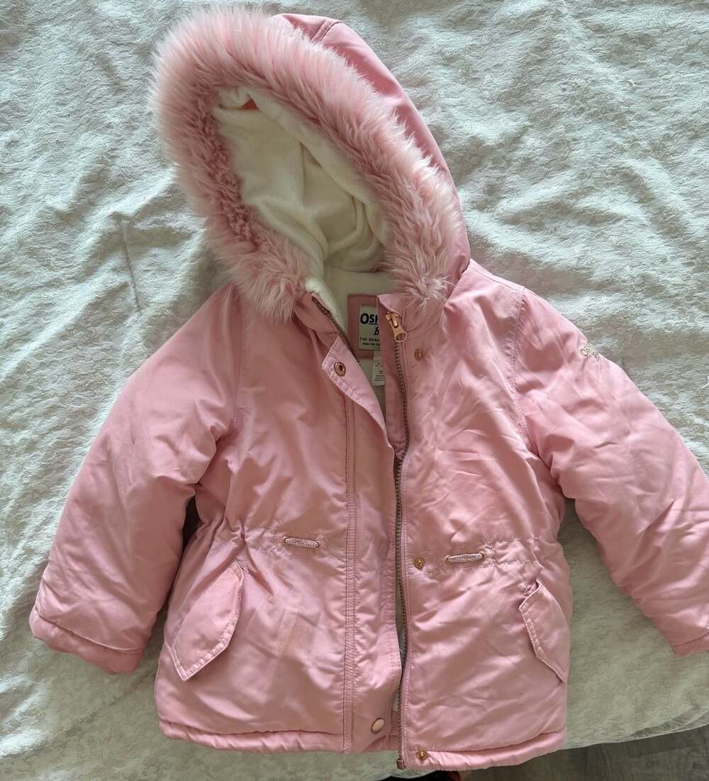 OshKosh B'gosh Parka Size 4 Pink Faux Fur Hood Winter Coat Jacket